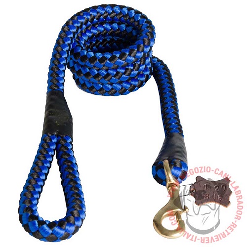 Guinzaglio in corda intrecciata bicolore blu e nero