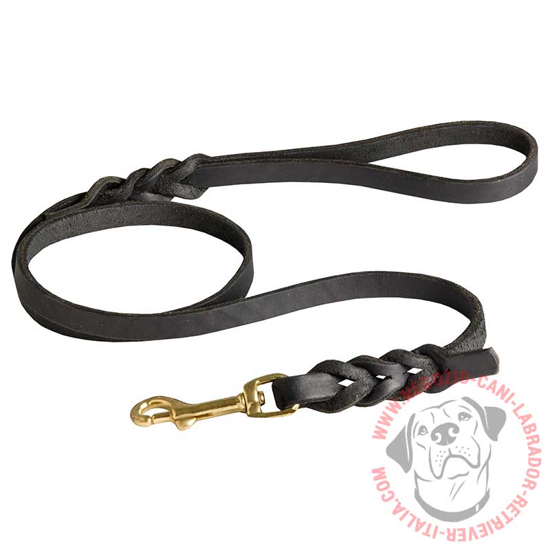 Guinzaglio per cani con dispenser di sacchetti in pelle nera By Labbvenn