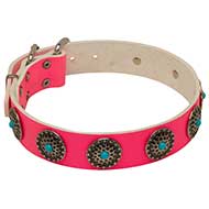 Collare in pelle rosa "Pinc rainbow" per Labrador Retriever