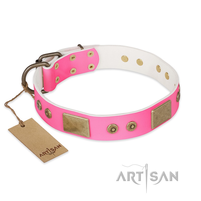FDT Artisan - Collare in pelle rosa "Pink World" per Labrador - Clicca l'immagine per chiudere