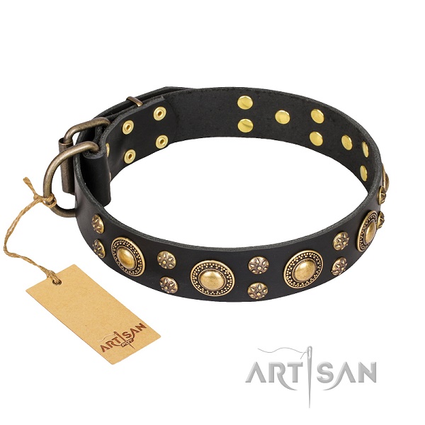 FDT Artisan - Collare in cuoio nero "Baroque Chic" per Labrador - Clicca l'immagine per chiudere
