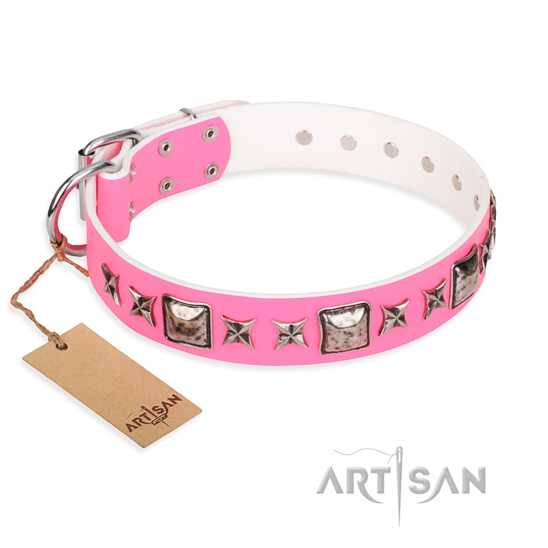 FDT Artisan - Collare in pelle rosa "Lady in Pink" per Labrador - Clicca l'immagine per chiudere
