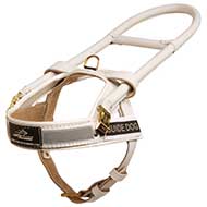 Pettorina in pelle bianca per Labrador Retriever guida [H18W#10139 Pettorina per cane guida]